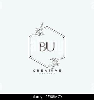 BU Beauty vector initial logo art, handwriting logo of initial signature, wedding, fashion, jewerly, boutique, floral and botanical with creative temp Stock Vector