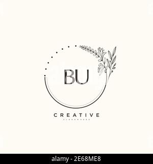 BU Beauty vector initial logo art, handwriting logo of initial signature, wedding, fashion, jewerly, boutique, floral and botanical with creative temp Stock Vector