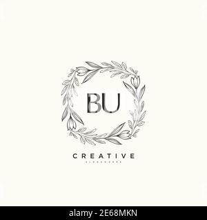 BU Beauty vector initial logo art, handwriting logo of initial signature, wedding, fashion, jewerly, boutique, floral and botanical with creative temp Stock Vector