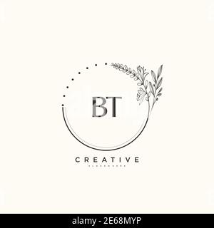BT Beauty vector initial logo art, handwriting logo of initial signature, wedding, fashion, jewerly, boutique, floral and botanical with creative temp Stock Vector