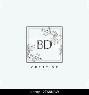 BD Beauty vector initial logo art, handwriting logo of initial signature, wedding, fashion, jewerly, boutique, floral and botanical with creative temp Stock Vector