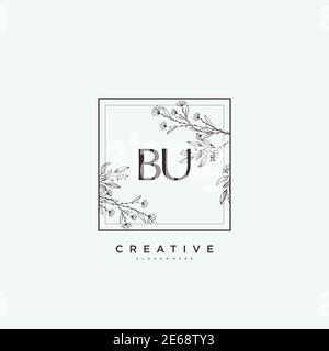 BU Beauty vector initial logo art, handwriting logo of initial signature, wedding, fashion, jewerly, boutique, floral and botanical with creative temp Stock Vector