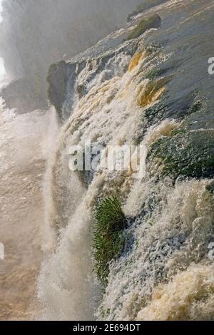 Plunging over the Brink at Iguazu Falls in Brazil Stock Photo