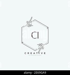CI Beauty vector initial logo art, handwriting logo of initial signature, wedding, fashion, jewerly, boutique, floral and botanical with creative temp Stock Vector