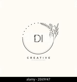 DI Beauty vector initial logo art, handwriting logo of initial signature, wedding, fashion, jewerly, boutique, floral and botanical with creative temp Stock Vector
