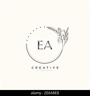 EA Beauty vector initial logo art, handwriting logo of initial signature, wedding, fashion, jewerly, boutique, floral and botanical with creative temp Stock Vector