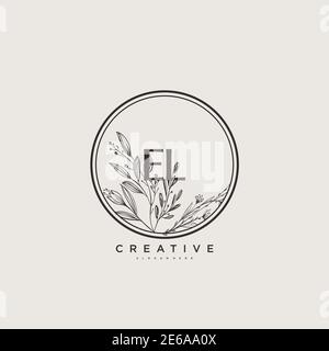 LE Beauty vector initial logo art, handwriting logo of initial signature, wedding, fashion, jewerly, boutique, floral and botanical with creative temp Stock Vector