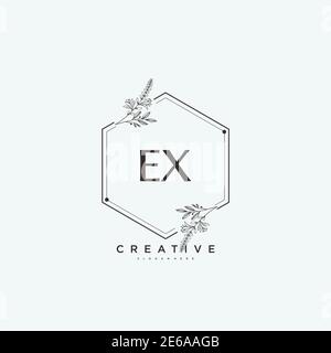 EX Beauty vector initial logo art, handwriting logo of initial signature, wedding, fashion, jewerly, boutique, floral and botanical with creative temp Stock Vector