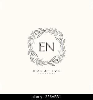 EN Beauty vector initial logo art, handwriting logo of initial signature, wedding, fashion, jewerly, boutique, floral and botanical with creative temp Stock Vector