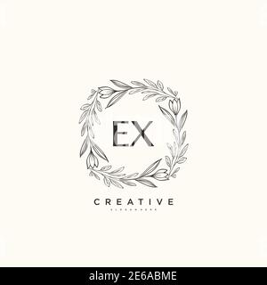 EX Beauty vector initial logo art, handwriting logo of initial signature, wedding, fashion, jewerly, boutique, floral and botanical with creative temp Stock Vector