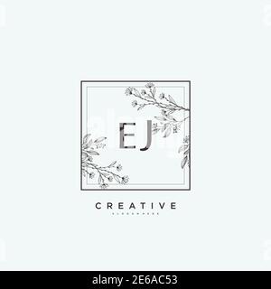 EJ Beauty vector initial logo art, handwriting logo of initial signature, wedding, fashion, jewerly, boutique, floral and botanical with creative temp Stock Vector
