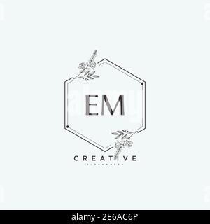 EM Beauty vector initial logo art, handwriting logo of initial signature, wedding, fashion, jewerly, boutique, floral and botanical with creative temp Stock Vector