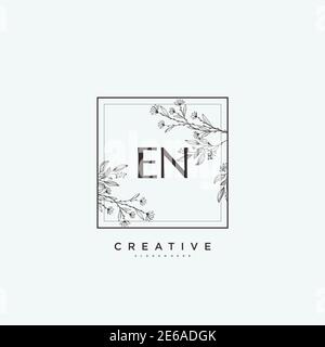 EN Beauty vector initial logo art, handwriting logo of initial signature, wedding, fashion, jewerly, boutique, floral and botanical with creative temp Stock Vector