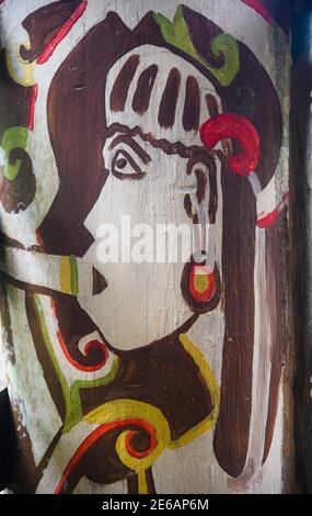 Orang Ulu Longhouse art at the Sarawak Cultural Village in Kuching, Malaysia Stock Photo
