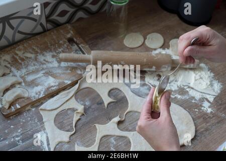 Process of making vareniki Stock Photo