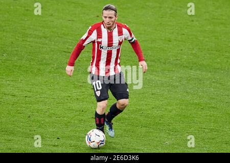 Bilbao, Spain. 25 January, 2021. Iker Muniain of Athletic Club in action during the La Liga match between Athletic Club Bilbao and Getafe FC played at Stock Photo