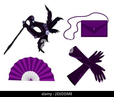 masquerade objects on white background isolated, vector illustration Stock Vector