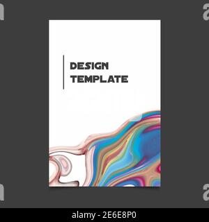 Abstract bright minimalist template design with hand painted background, liquid marble, liquid mixed paint Stock Vector