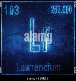 Lawrencium chemical element, Sign with atomic number and atomic weight, Periodic Table Element Stock Photo