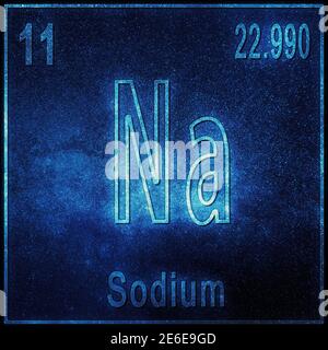 Sodium chemical element, Sign with atomic number and atomic weight, Periodic Table Element Stock Photo