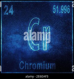 Chromium chemical element, Sign with atomic number and atomic weight, Periodic Table Element Stock Photo