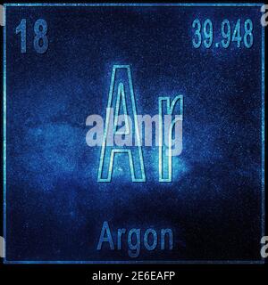 Argon Ar chemical element. Argon Sign with atomic number. Chemical 18 ...