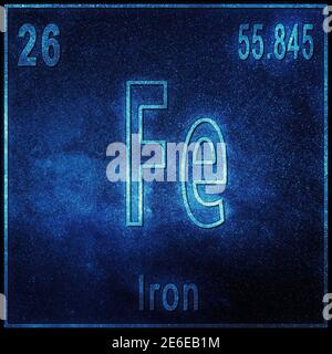 Iron chemical element, Sign with atomic number and atomic weight ...