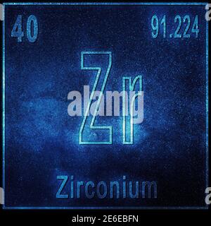 Zirconium chemical element, Sign with atomic number and atomic weight, Periodic Table Element Stock Photo