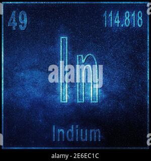 Indium chemical element, Sign with atomic number and atomic weight, Periodic Table Element Stock Photo