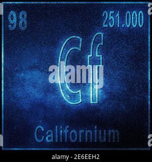 Californium chemical element, Sign with atomic number and atomic weight, Periodic Table Element Stock Photo