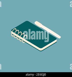 Isometric planner book with pen icon for web desing vector illustration Stock Vector