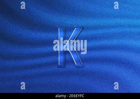 Kappa sign. Kappa letter, Greek alphabet Symbol, blue glitter background Stock Photo