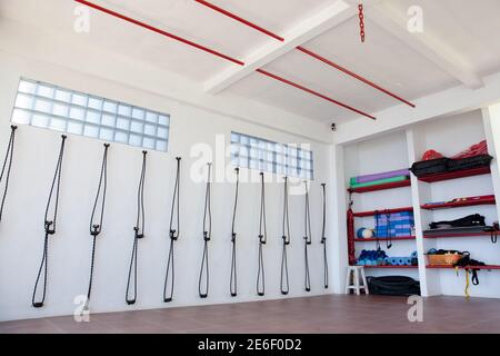 gym and fitness equipment. Sports room. Different tools for fitness Stock Photo