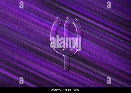 Phi sign. Phi letter, Greek alphabet Symbol, violet background Stock Photo