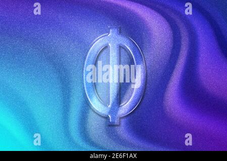 Phi sign. Phi letter, Greek alphabet Symbol, violet violet blue background Stock Photo