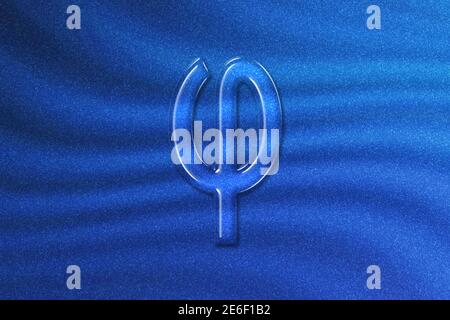 Phi sign. Phi letter, Greek alphabet Symbol, blue glitter background Stock Photo