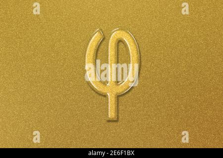 Phi sign. Phi letter, Greek alphabet Symbol, gold background Stock Photo