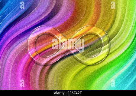Infinity symbol, Eternal, Endless, Infinity sign, rainbow glitter background Stock Photo