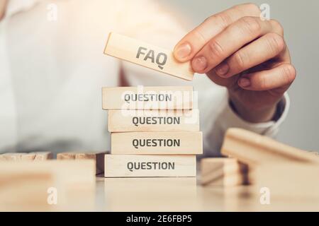 Concept FAQ on the main issues on the topic of psychology. Stock Photo