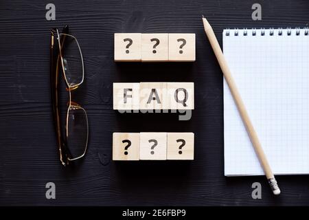 Concept FAQ on the main issues on common topics. Stock Photo