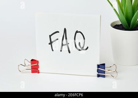 Concept FAQ on the main issues on the topic of floriculture. Stock Photo