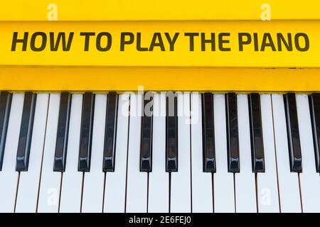 Concept FAQ on the main issues on the topic of play the piano. Stock Photo