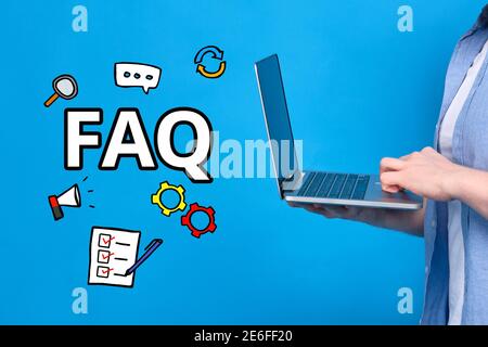 Concept FAQ on the main issues on the topic of programming. Stock Photo