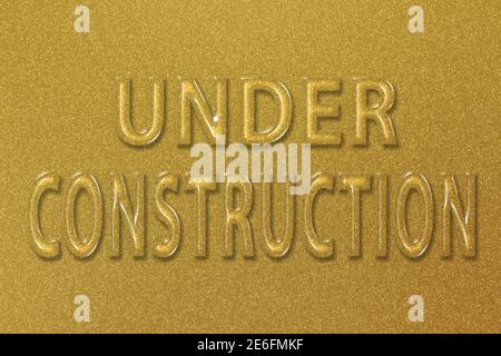 Under construction design, website development concept Under construction, gold background Stock Photo