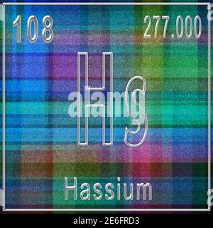 Hassium chemical element, Sign with atomic number and atomic weight ...