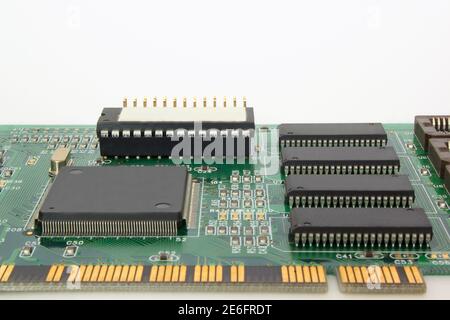 Part of graphic card for personal computer. Close-up. Retro technology. Stock Photo