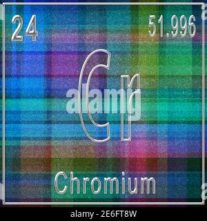 Chromium chemical element, Sign with atomic number and atomic weight, Periodic Table Element Stock Photo