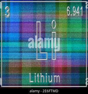 Lithium chemical element, Sign with atomic number and atomic weight, Periodic Table Element Stock Photo