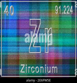 Zirconium chemical element, Sign with atomic number and atomic weight, Periodic Table Element Stock Photo