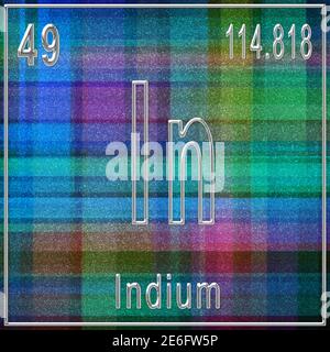 Indium chemical element, Sign with atomic number and atomic weight, Periodic Table Element Stock Photo